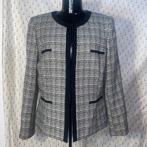 Tahari Arthur S. Levine vintage tweed lined blazer jacket w embroidered pockets